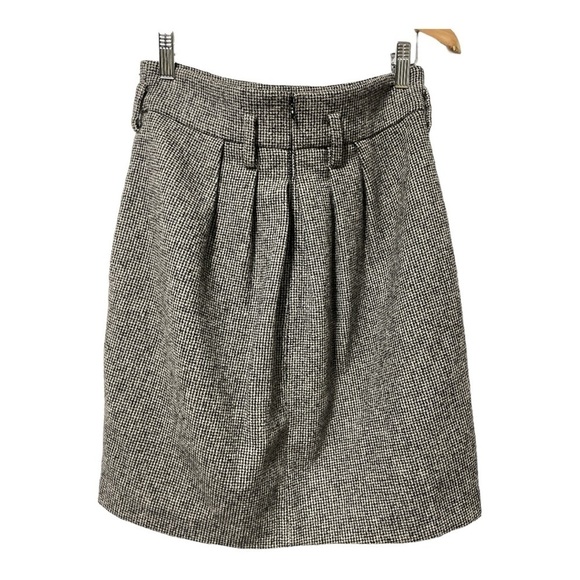 ROBERT RODRIGUEZ Size 4 Black & Cream Houndstooth Wool / Polyester Pleated Skirt - Picture 2 of 4